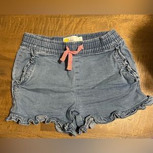 Mini Boden Blue Denim Ruffle Trim Shorts with Pockets, Size 4y (104cm)